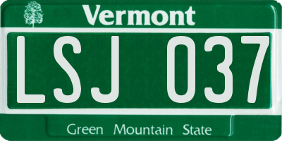 VT license plate LSJ037