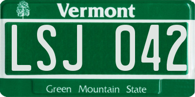VT license plate LSJ042