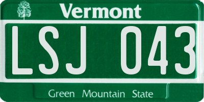 VT license plate LSJ043