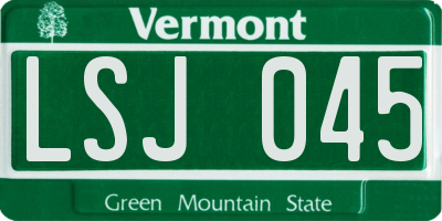 VT license plate LSJ045