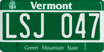 VT license plate LSJ047