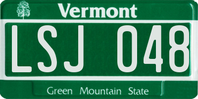 VT license plate LSJ048