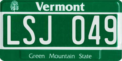 VT license plate LSJ049