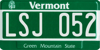 VT license plate LSJ052