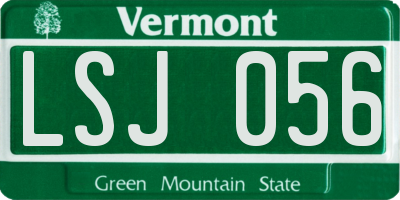 VT license plate LSJ056