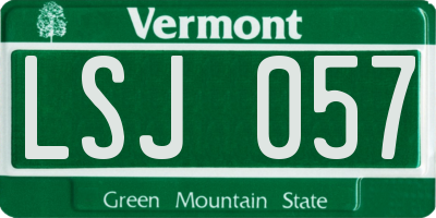 VT license plate LSJ057