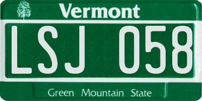 VT license plate LSJ058