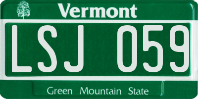 VT license plate LSJ059