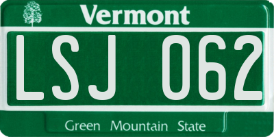 VT license plate LSJ062