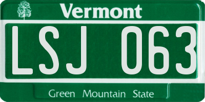 VT license plate LSJ063