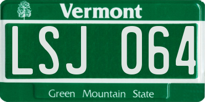 VT license plate LSJ064