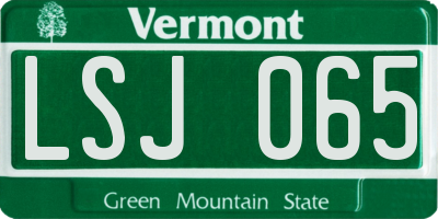 VT license plate LSJ065