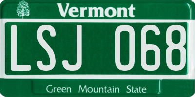 VT license plate LSJ068