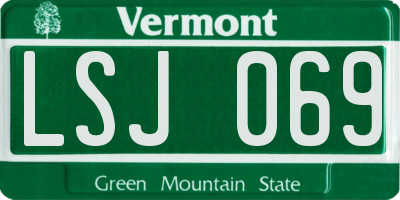 VT license plate LSJ069