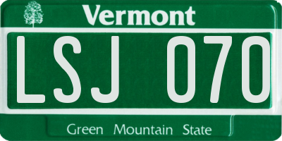 VT license plate LSJ070