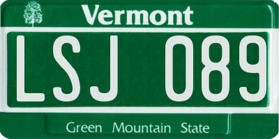 VT license plate LSJ089