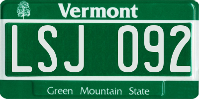 VT license plate LSJ092