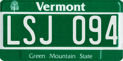 VT license plate LSJ094