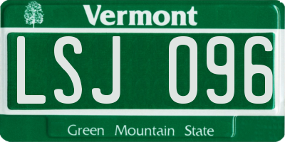 VT license plate LSJ096