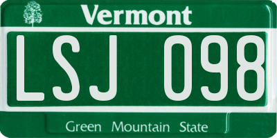 VT license plate LSJ098