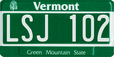VT license plate LSJ102