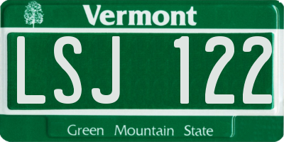 VT license plate LSJ122