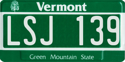 VT license plate LSJ139