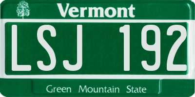 VT license plate LSJ192