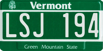 VT license plate LSJ194