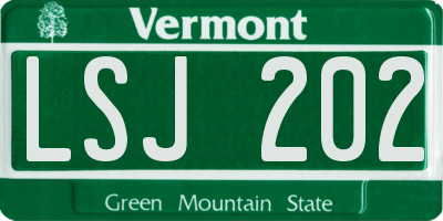 VT license plate LSJ202