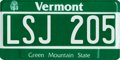 VT license plate LSJ205