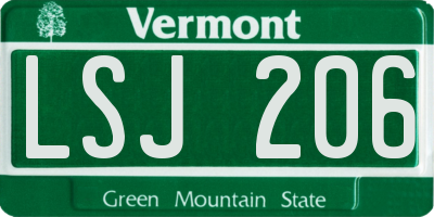 VT license plate LSJ206