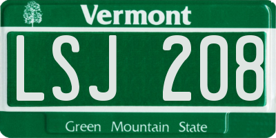 VT license plate LSJ208