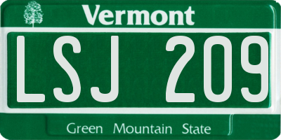 VT license plate LSJ209