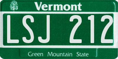 VT license plate LSJ212