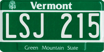 VT license plate LSJ215