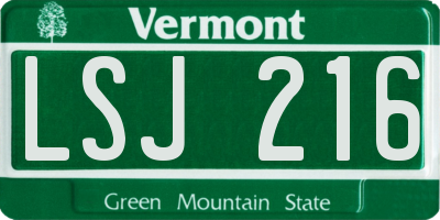 VT license plate LSJ216