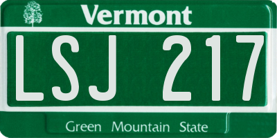 VT license plate LSJ217
