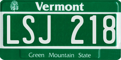 VT license plate LSJ218
