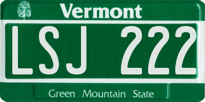 VT license plate LSJ222