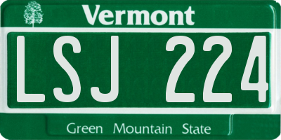 VT license plate LSJ224