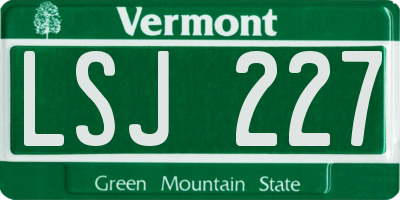 VT license plate LSJ227