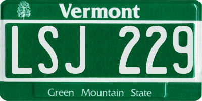 VT license plate LSJ229