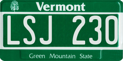 VT license plate LSJ230