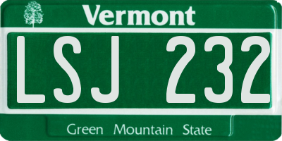 VT license plate LSJ232