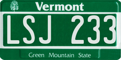 VT license plate LSJ233