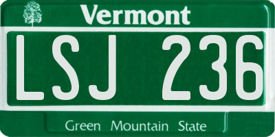VT license plate LSJ236