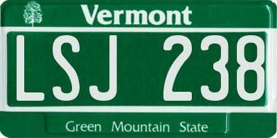 VT license plate LSJ238
