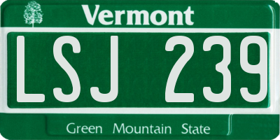 VT license plate LSJ239