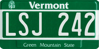 VT license plate LSJ242